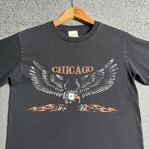 Vintage Y2K Chicago Band Tour Concert T Shirt Small Eagle Graphic Cygnus Flames